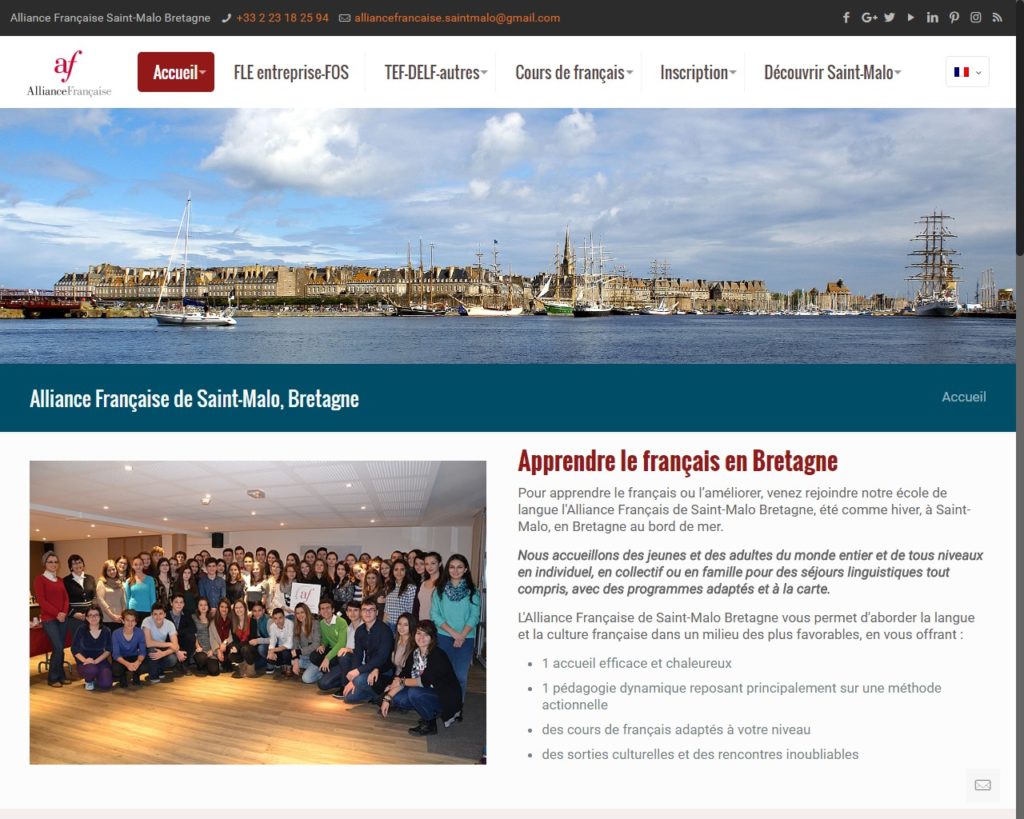 Alliance française Saint Malo, création site web wordpress